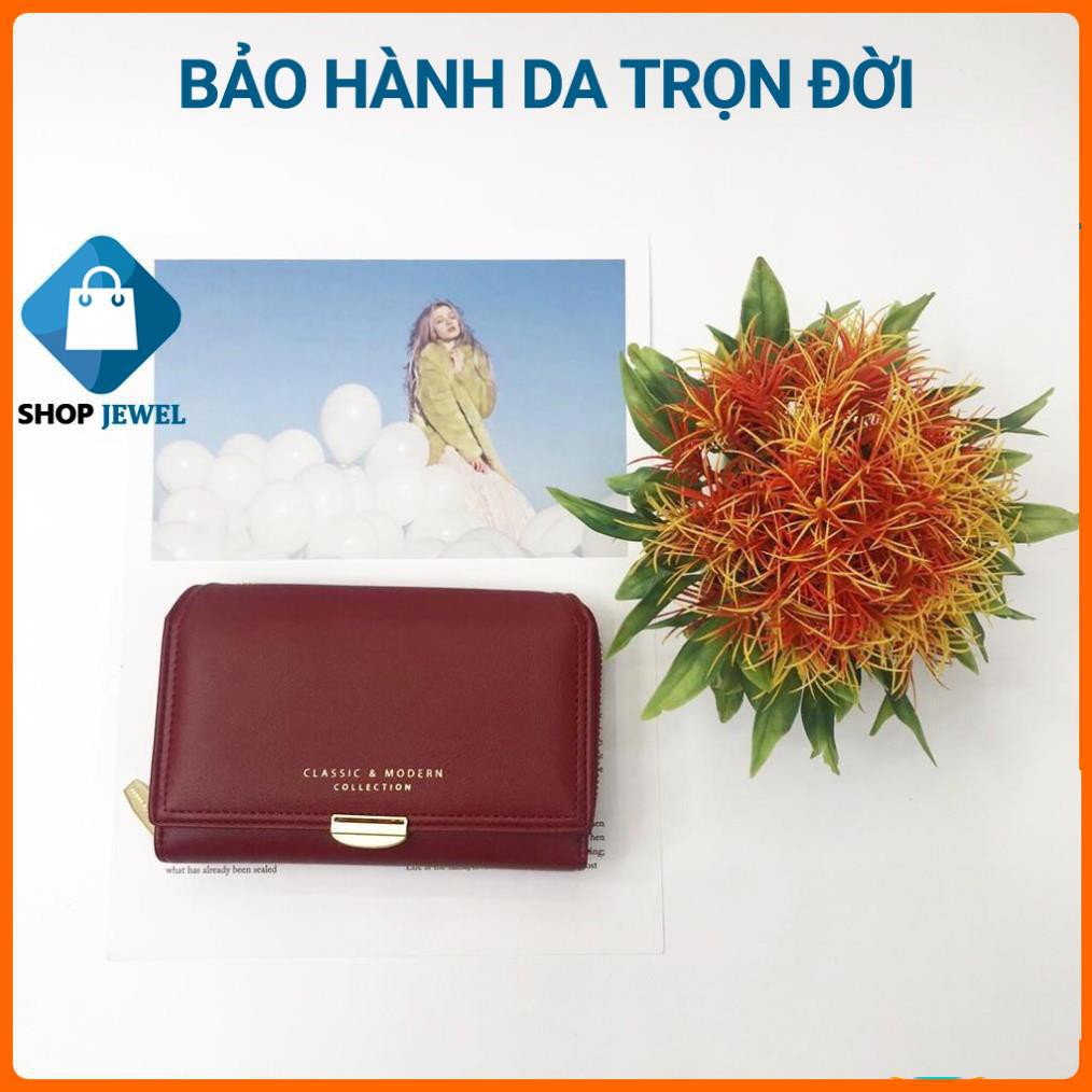 Ví Cầm Tay Nữ, Ví Cầm Tay Nữ Mini CLASSIC & MORERN Kết Hợp Khóa Bấm Và Khóa Kéo Shop Jewel