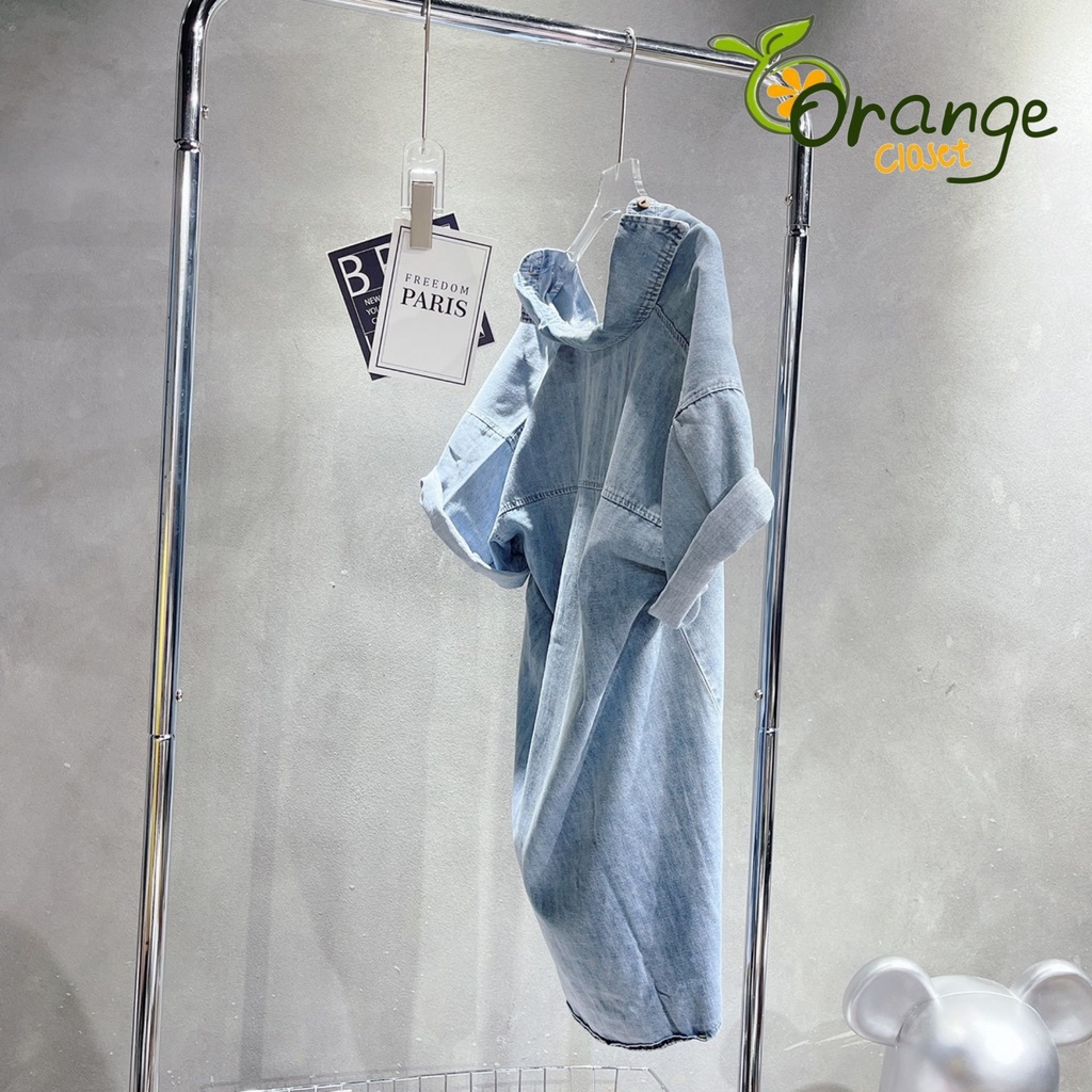 Áo sơ mi jean nữ có túi tay dài phối hình dễ thương. Áo sơ mi bò nữ tay dài Free size 45>>60kg OR26301 | BigBuy360 - bigbuy360.vn