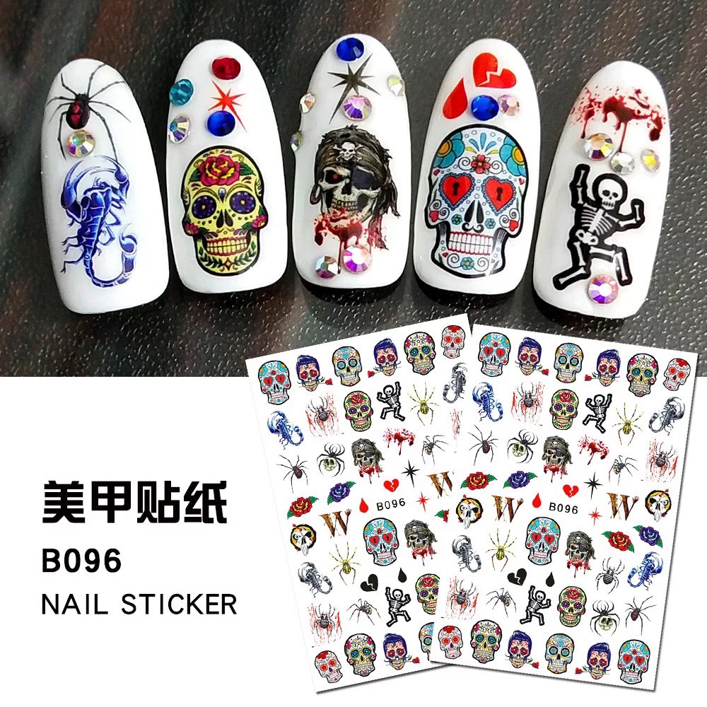 Nail dán Sticker Halloween Độc Đáo Trang Trí Móng Nghệ Thuật Lễ Hội