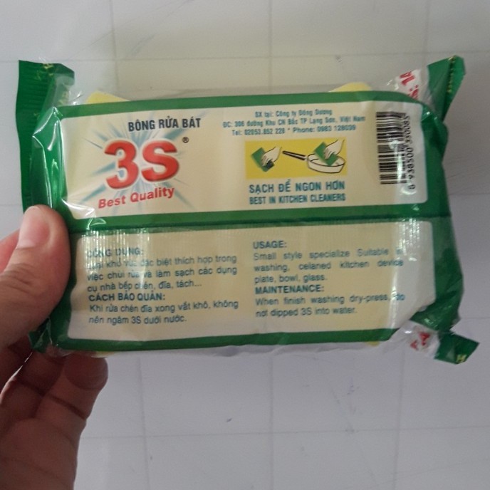 Mếng mút rửa chén 2 mặt xanh vàng