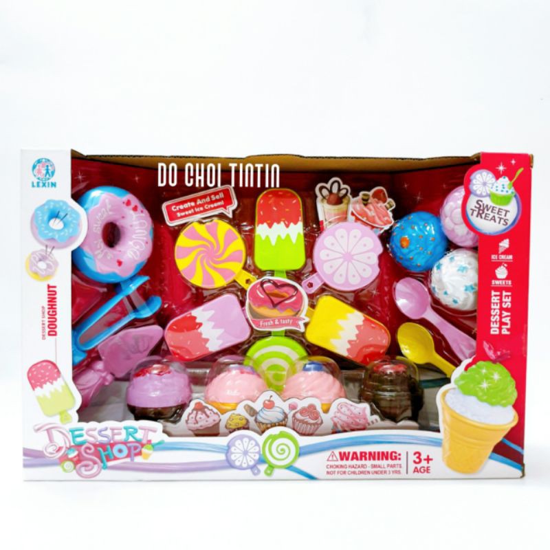 Hộp đồ chơi bánh kem, bánh donut, kem nhiều chi tiết siêu dễ thương cho bé