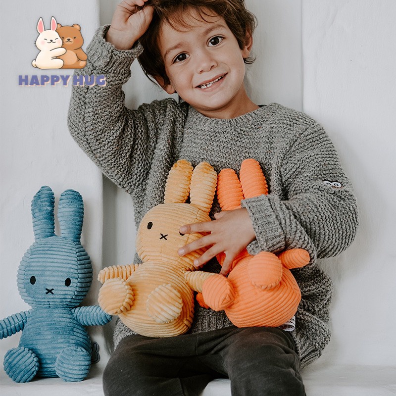 Gấu bông Thỏ Miffy dễ thương, gấu bông cho bé sơ sinh size 25cm 8 màu chất liệu bông nhung mịn cao cấp - Happy Hug