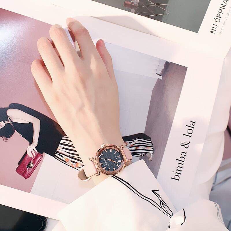 (Giá Sỉ) Đồng hồ thời trang nữ VISER dây da nhung kính khối 3d QR212 | WebRaoVat - webraovat.net.vn