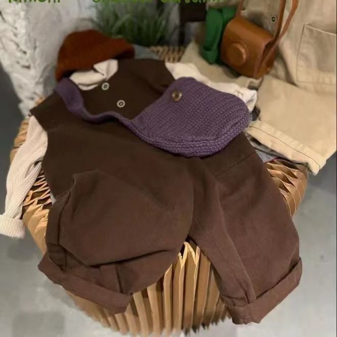 Bộ Áo Liền Quần Cotton Dáng Rộng Phong Cách Mori Hàn Quốc Nhật Bản Thời Trang Thu Đông Hàng Mới Dành Cho Bé Trai Và Bé Gái