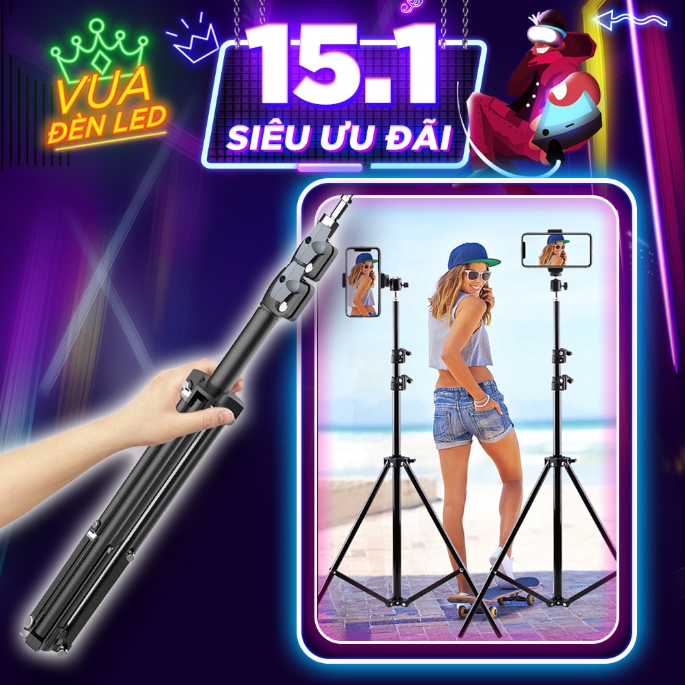 Giá Đỡ Điện Thoại Chụp Ảnh, Quay Tiktok, Chân Máy Tripod Cây Livestream Có Kẹp Chắc Chắn