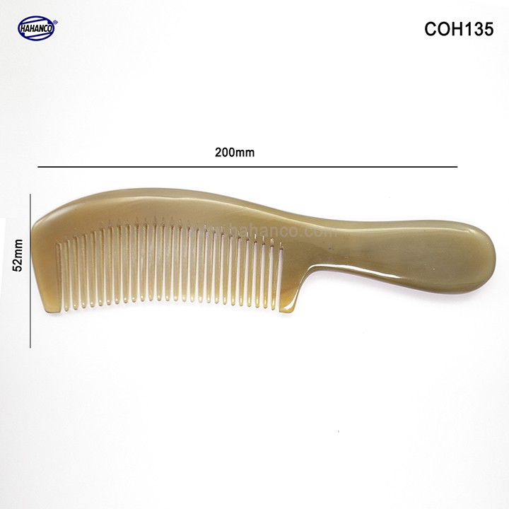 Lược sừng xuất Nhật (Size:XL- 20cm) Mẫu lược trơn chuẩn đẹp cao cấp - COH135 - Horn Comb of HAHANCO- Có lợi cho sức khỏe