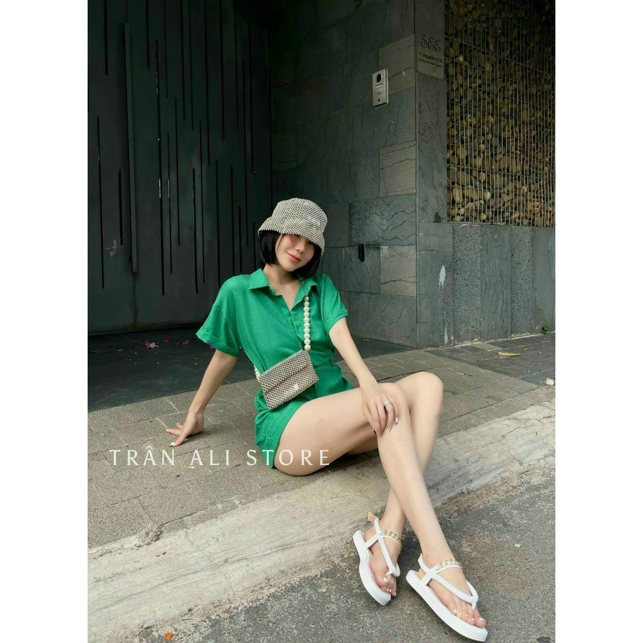 Jum Thời Trang Nữ Mặc Đi Chơi Chất Lụa Siu Cao Cấp Cổ Sơ Mi Tay Ngắn Quần Đùi