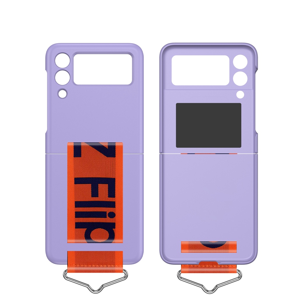 For Samsung Galaxy Z Flip 3 5G Slim Plastic PC Back Cover Strap Wrist Strap Case