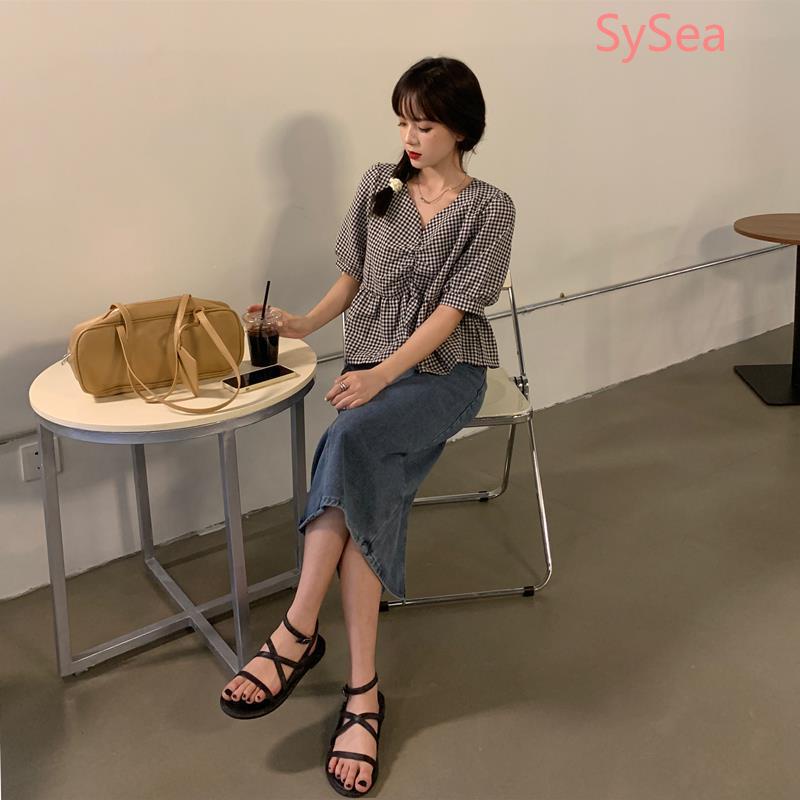 Áo kiểu tay phồng cổ chữ V phong cách Pháp thời trang thanh lịch cho nữ