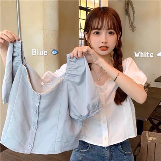 Áo sơ mi croptop tay phồng siêu xinhhh