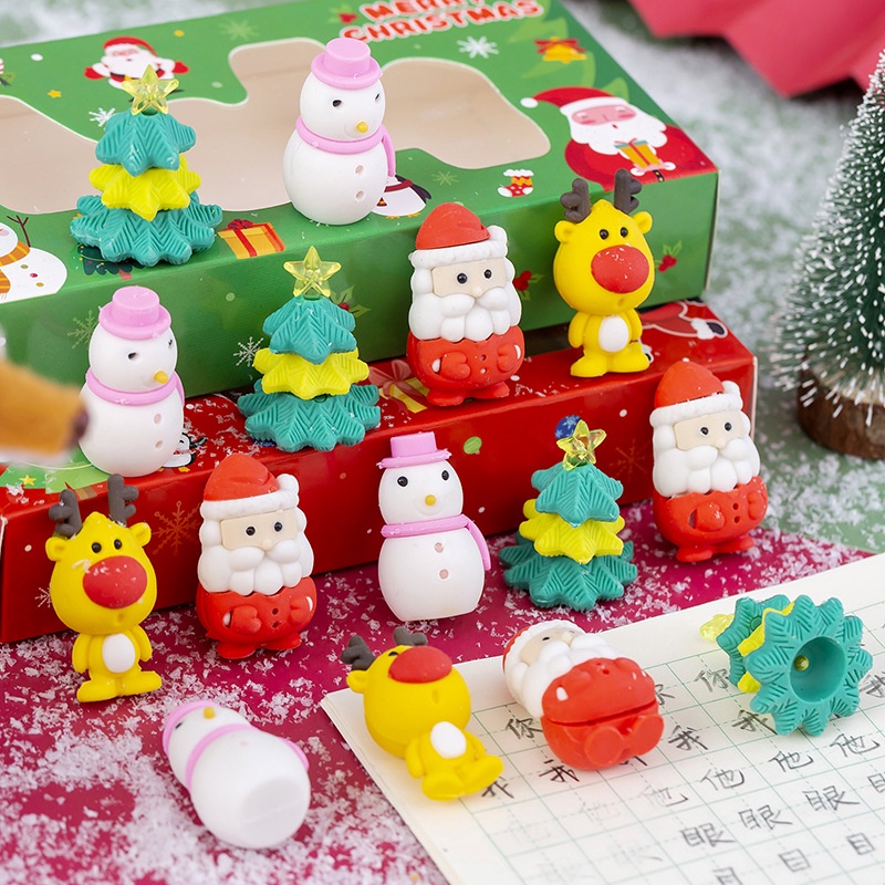 Hộp tẩy bút chì Noel 4 chiếc cute dễ thương siêu sạch cho bé NATO GT15