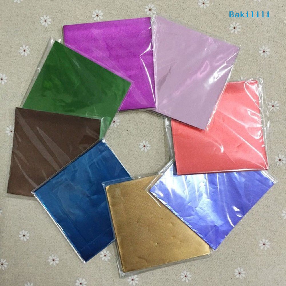 Set 100 Giấy Nhôm Gói Kẹo Sô Cô La Nhiều Màu Sắc