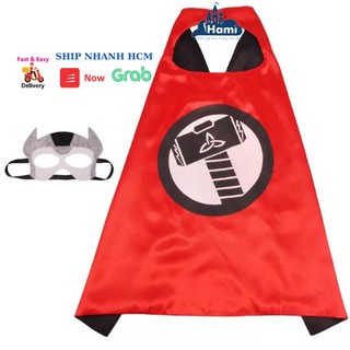 Áo choàng siêu nhân cho bé hóa trang siêu anh hùng thần sấm Thor kèm mặt nạ che mắt hm03614