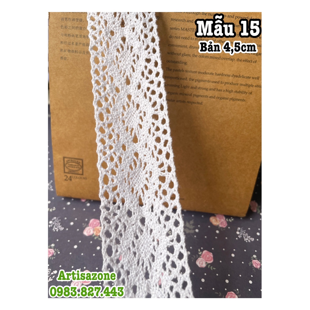 Ruy băng ren cotton size lớn - Bản rộng từ 3,5cm - 5cm, dài 02 mét  - Đọc kỹ mô tả sản phẩm