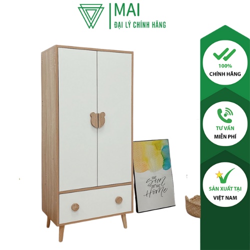 Tủ quần áo trẻ em, tủ gỗ đơn giản hiện đại IGA Bear Shelf - GP123