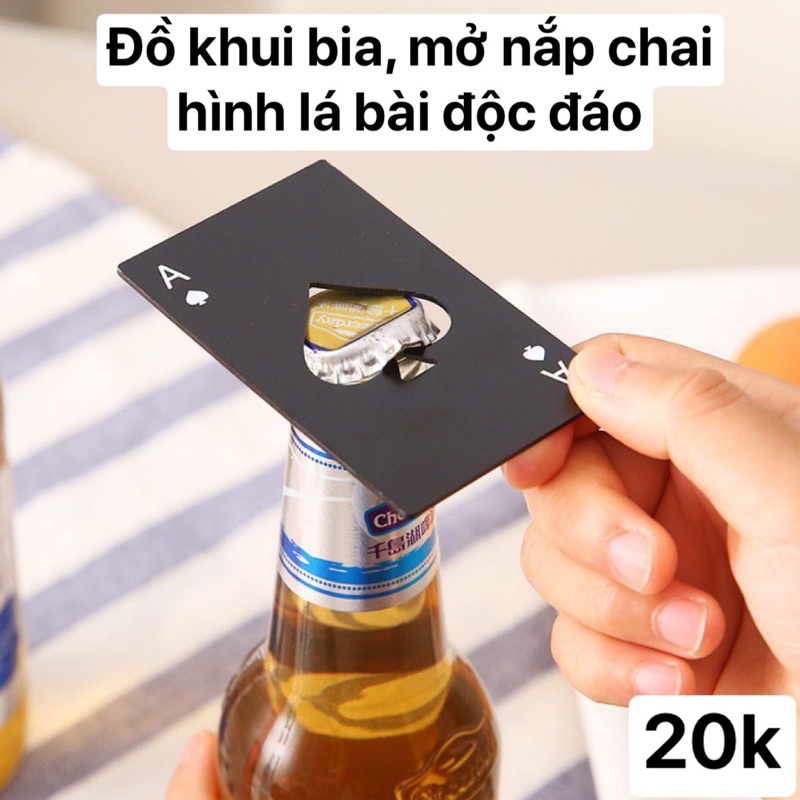 Đồ khui bia, mở nắp chai hình lá bài độc đáo.