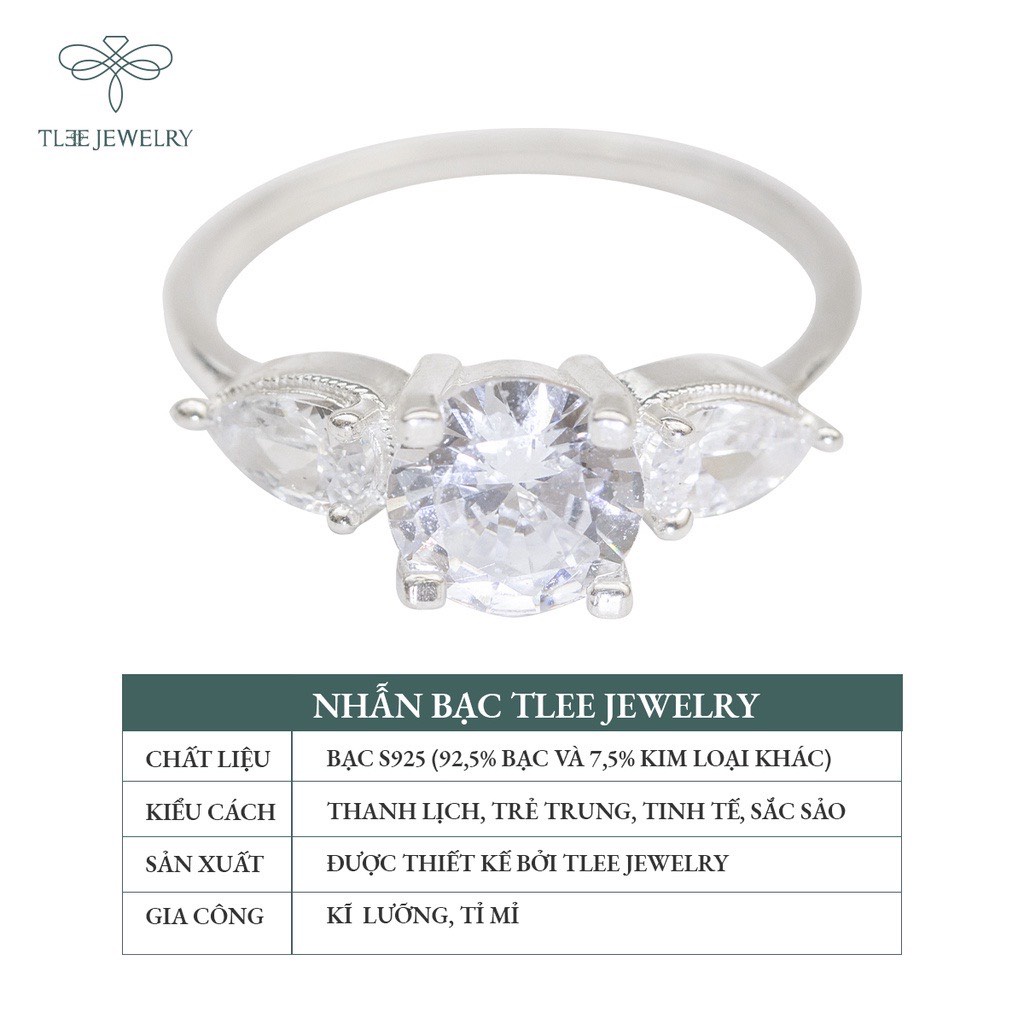 Nhẫn bạc nữ TLEE trụ đá cánh hoa đính đá sang trọng TleeJewelry A0168