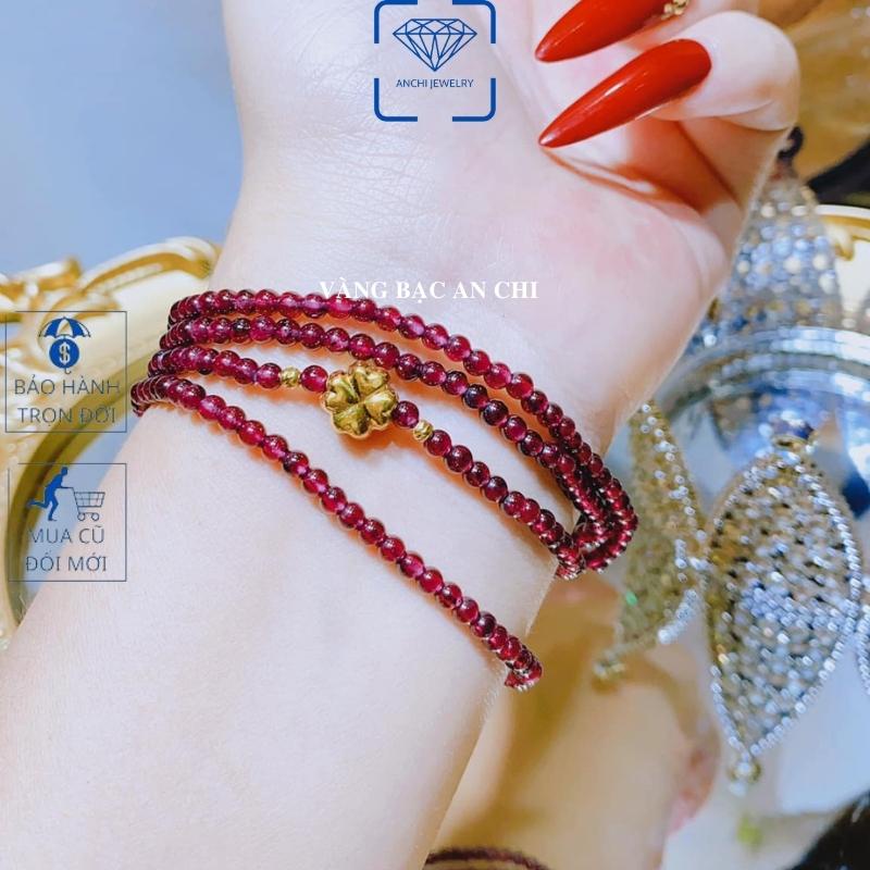 Vòng tay đá garnet hồng lựu phong thủy mệnh hỏa / thổ, An chi jewelery