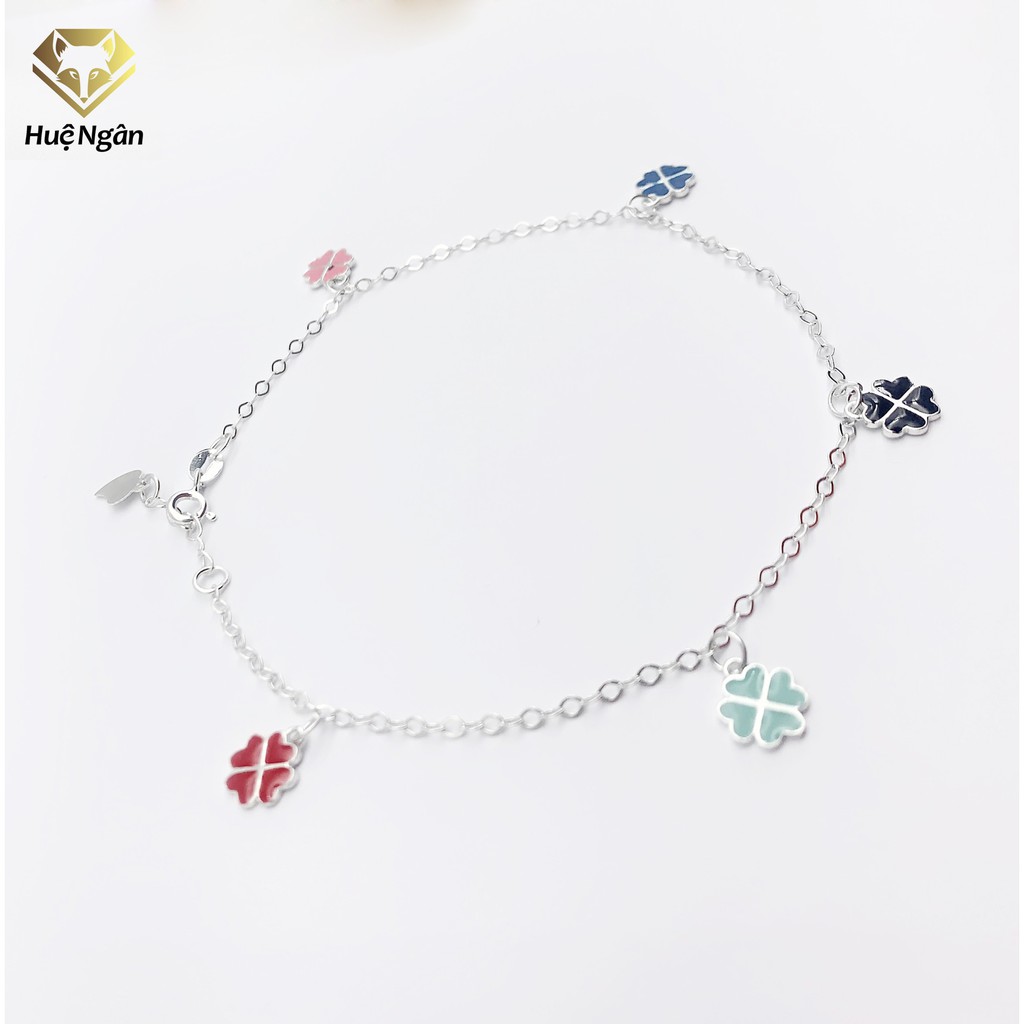 Lắc chân bạc Ý 925 Huệ Ngân - Cỏ Bốn Lá May Mắn JL026