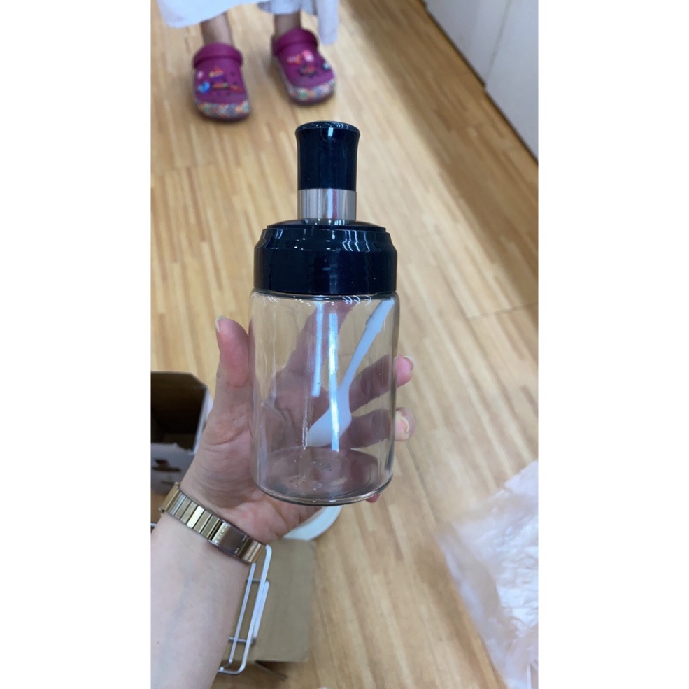 Siêu rẻ set 4 Hũ, lọ gia vị thủy tinh nhà bếp kèm thìa set đủ loại MANGO STORE