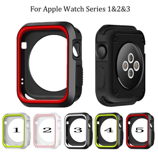 Vỏ Bảo Vệ Silicon Mềm Hai Màu Cho Apple Watch 6 SE 5 4 3 2 1 iWatch 38mm 40mm 42mm 44mm