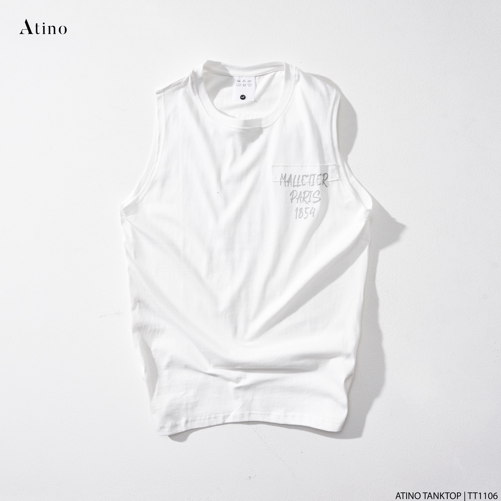 Áo Tank Top Nam PARIS ATINO Chất Cotton Thoáng Mát form Regular TT1106