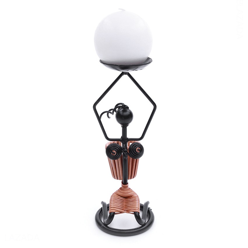 Combo 1 chân đế nến mỹ thuật hình cô gái gùi Eden Candle EDC-N126 + 1 nến thơm banh tròn D7 MIC4541 7 cm (Trắng)