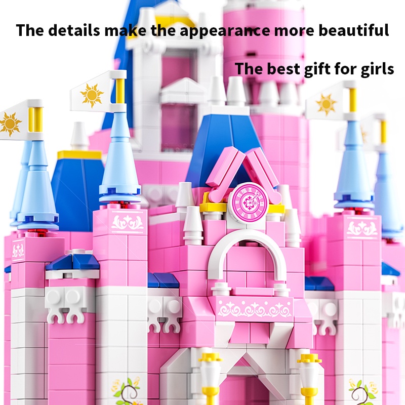 (8742 - 3) Bộ đồ chơi 6ni1 1000 Lâu Đài Màu Hồng Quà Tặng Sinh Nhật Cho Trẻ Bé Gái