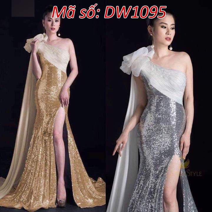⚡️ có đủ size ⚡️#DW1095 ĐẦM MAXI DẠ HỘI CHÉO VAI KIM SA ĐÍNH NƠ SANG TRỌNG - HÀNG THIẾT KẾ
