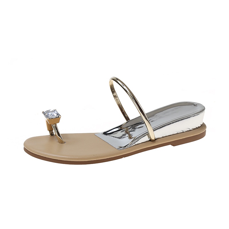 Dép Sandal Đế Xuồng 4cm Đính Đá Thời Trang Đi Biển Cho Nữ