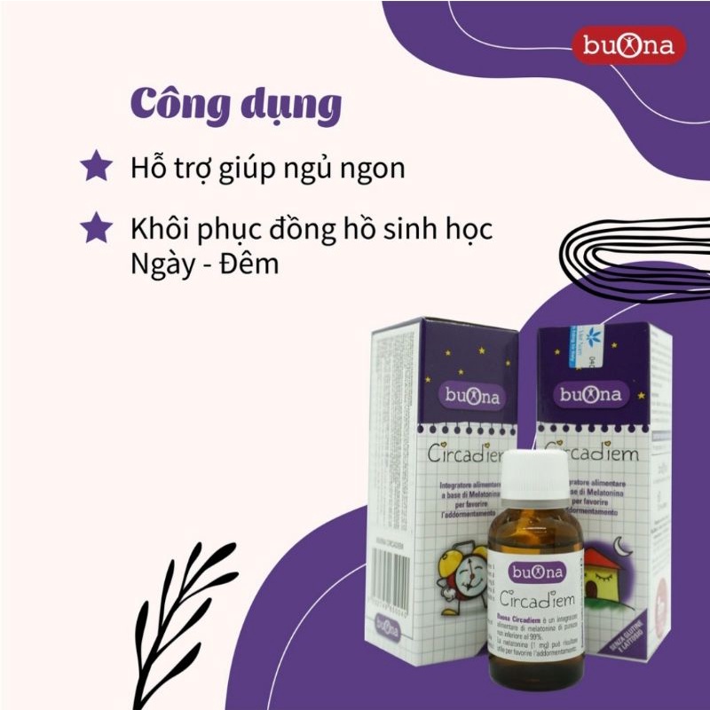 Buona Circadiem - Siro Melatonin giúp bé ngủ ngon, giảm khóc dạ đề sơ sinh