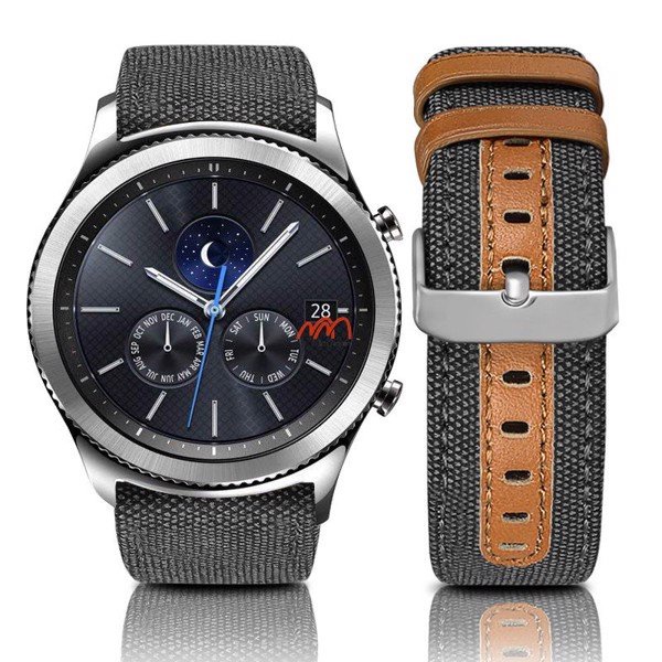 Dây Đeo Vải Kaki viền Da Samsung Watch 3