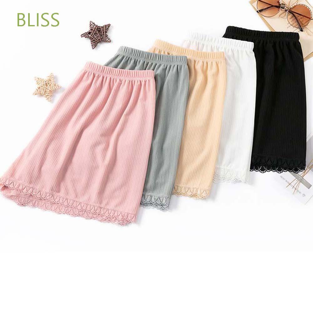 Quần Lót Boxer Vải Lụa Lạnh Mỏng Phối Ren Màu Sắc Ngọt Ngào Thoáng Khí Chống Cháy Nổ An Toàn Cho Nữ