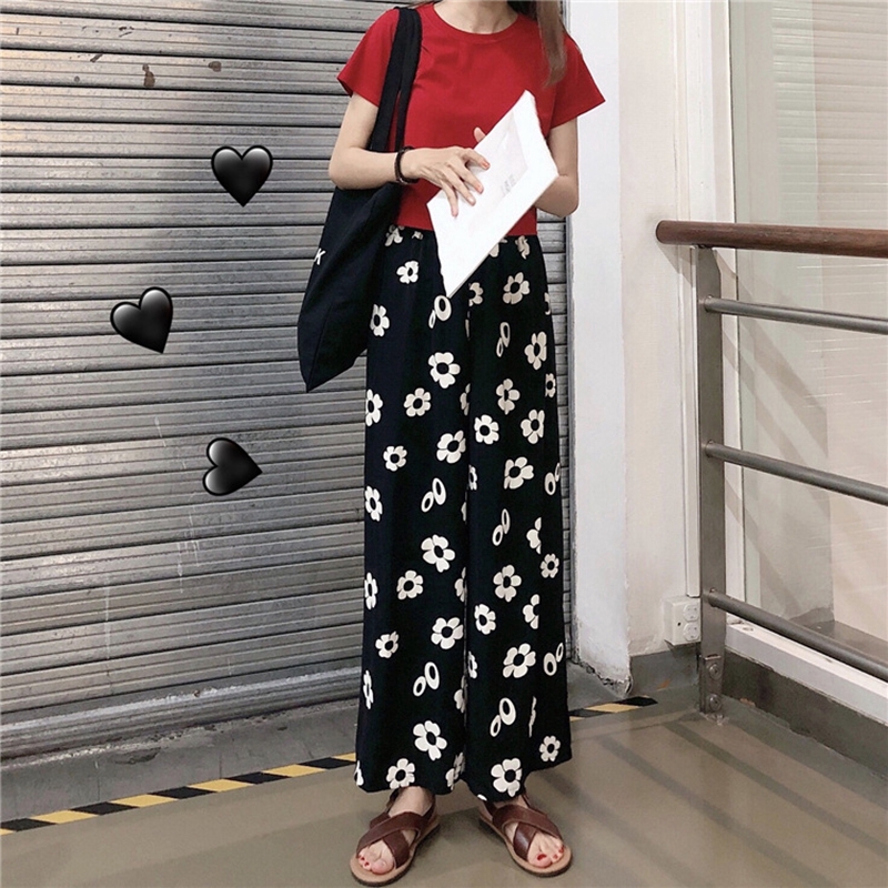 Quần Dài Ống Rộng In Họa Tiết Hoa Cúc Phong Cách Hàn Quốc Dành Cho Nữ | BigBuy360 - bigbuy360.vn