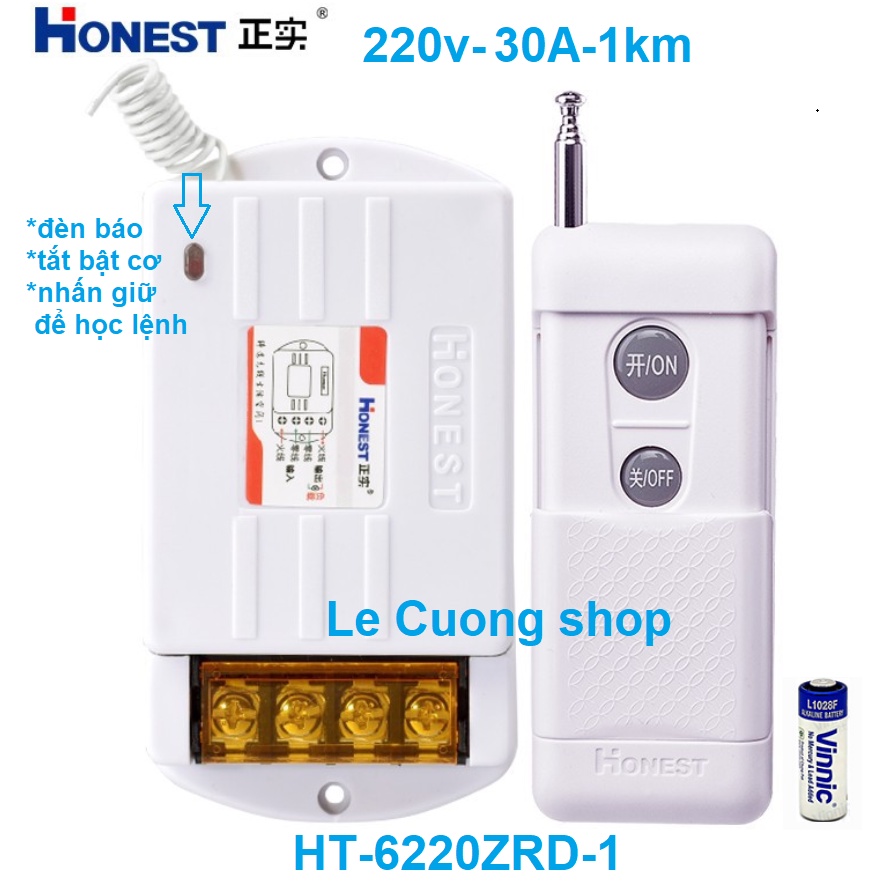 Công tắc điều khiển từ xa 1000m công suất lớn Honest HT-6220KGD và HT-6220ZR bất tắt máy bơm ,máy rửa xe