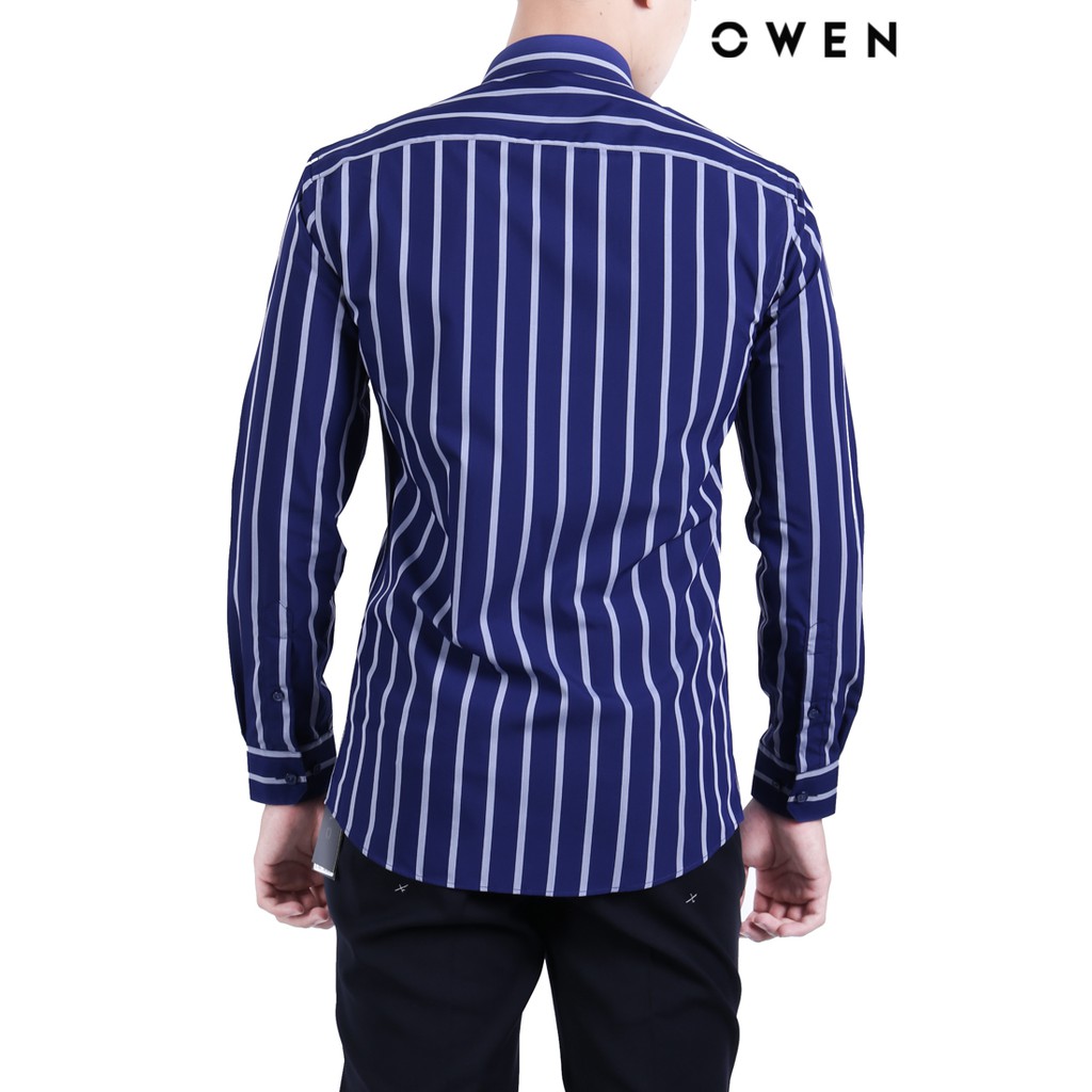 Áo sơ mi dài tay OWEN Bạch đàn Regularfit có túi màu xanh sọc - AR20748DT | BigBuy360 - bigbuy360.vn