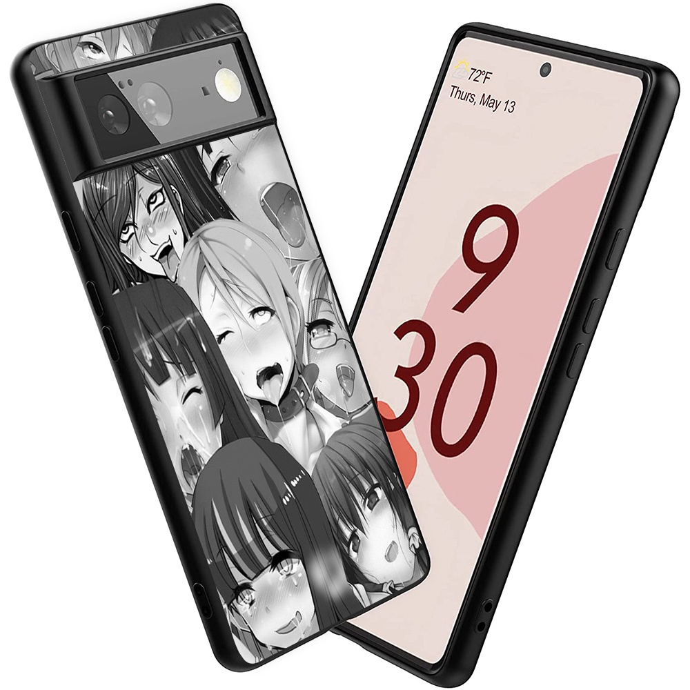 Ốp điện thoại nhựa mềm màu đen hình cô gái anime cho Google pixel 2xl 3a xl 4xl 5 6 pro
