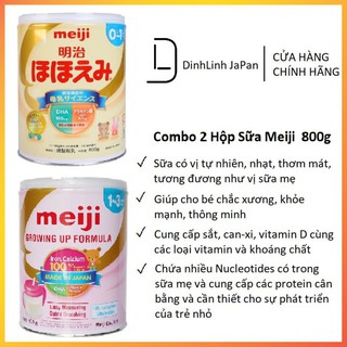 Combo 2 hộp sữa meiji 800g lon meiji số 0 và số 1 hàng nhật nội địa