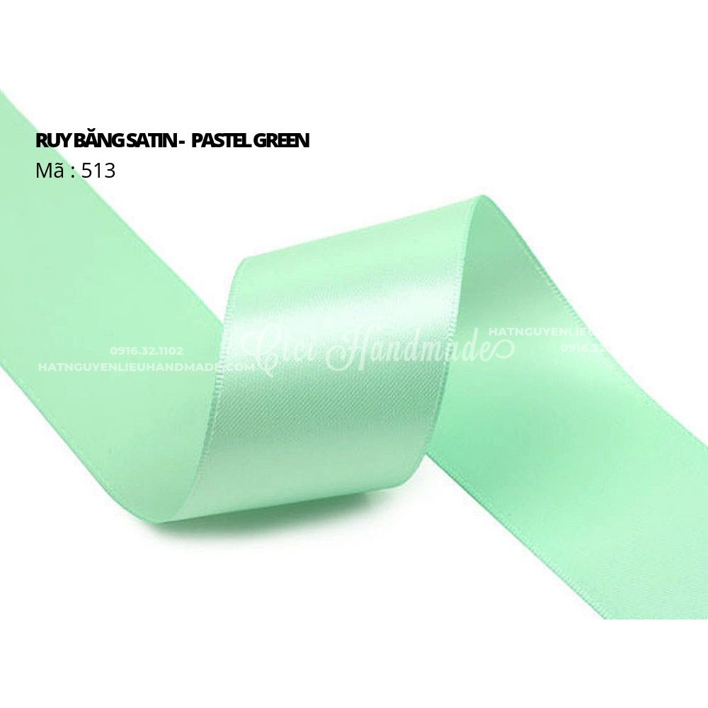 Cuộn 5M Ruy băng Satin 2 mặt màu xanh lá, xanh cốm, mint - link 6/9 Cici Handmade ruyban gấm hoa lụa ruyban ribbon satin