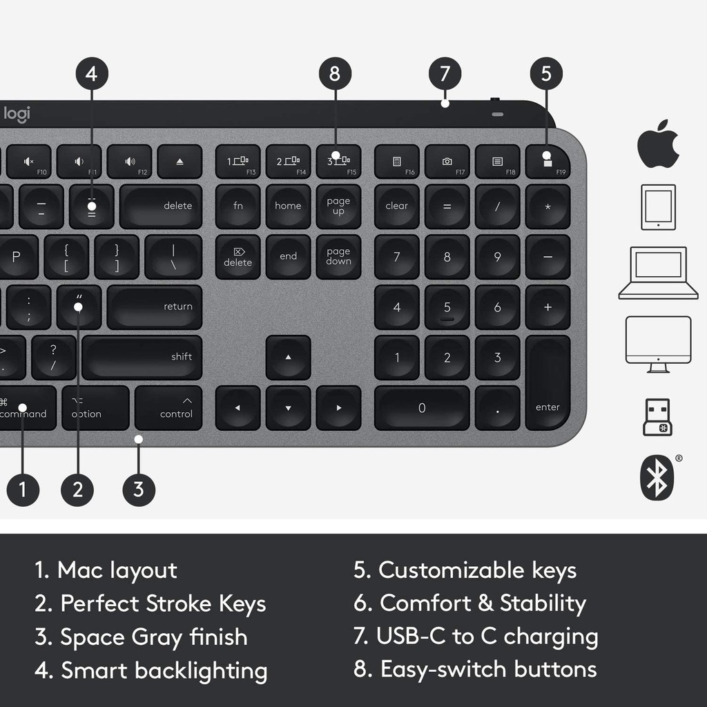 Bàn phím không dây Logitech MX Keys For Mac