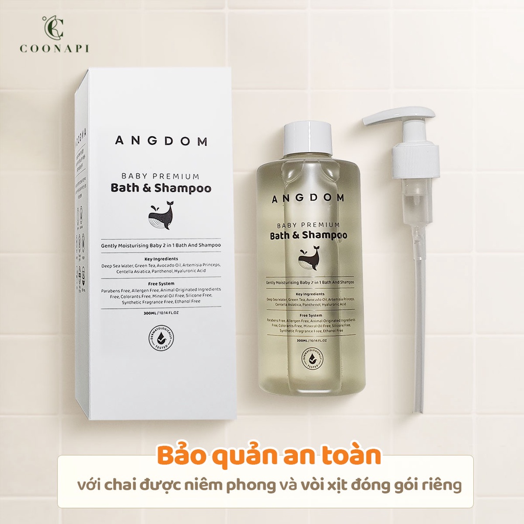 Sữa Tắm Gội Thiên Nhiên Cho Bé Dịu Nhẹ &amp; Dưỡng Ẩm ANGDOM Baby Premium Bath &amp; Shampoo