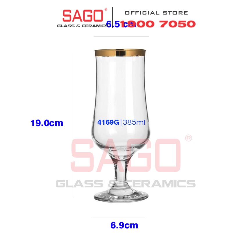 Ly Thủy Tinh Pasabahce Maldive Tulipe Gold Glass 385ml | Nhập Khẩu Thổ nhĩ Kỳ