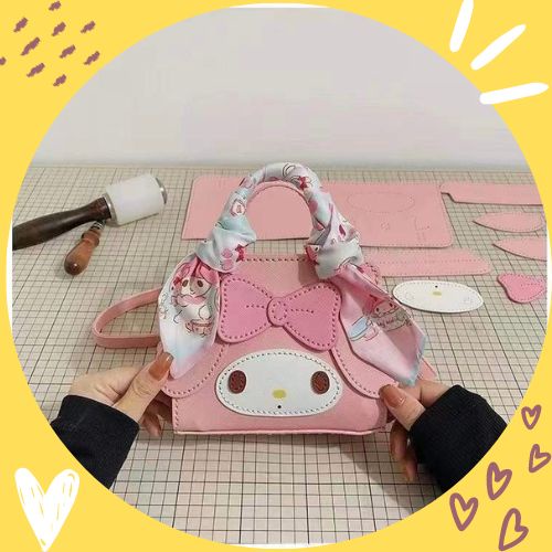 (Có video HD) Set nguyên liệu tự làm túi xách nữ My Melody Sanrio character handmade khâu tay DIY bằng da PU dễ thương