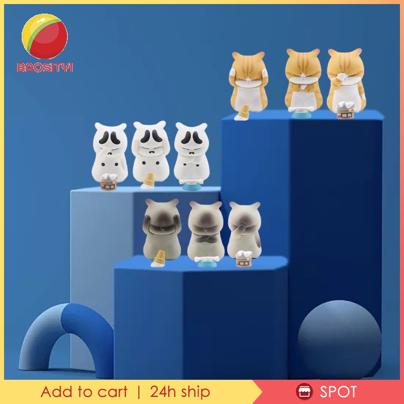 Set 1 / 9 Mô Hình Mèo Hoạt Hình Biểu Cảm Khuôn Mặt Đáng Yêu Cho Bé