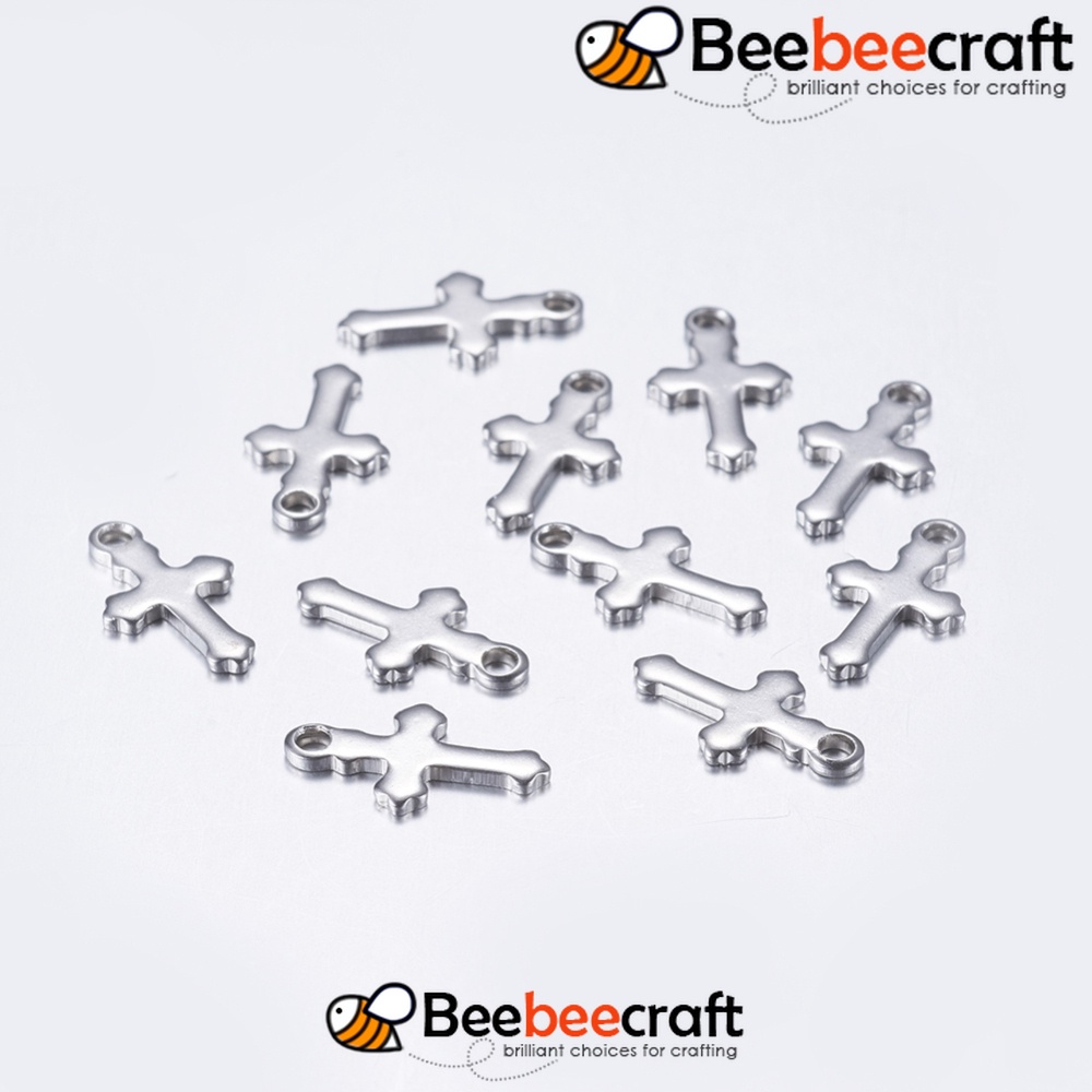 Bộ 100 Mặt Dây Chuyền Hình Thánh Giá Bằng Thép Không Gỉ 304 12x7x1mm: 1.2mm