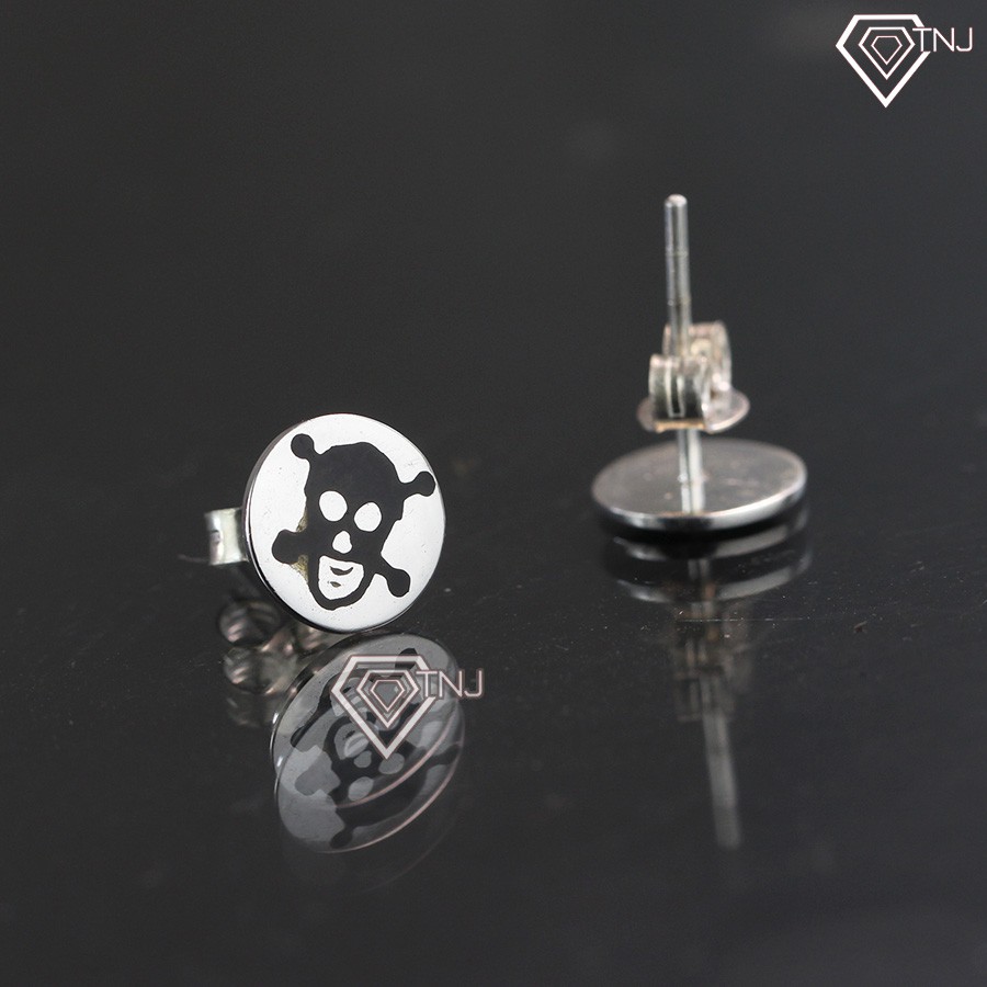 Bông tai nam Khuyên tai nam bạc tròn hình đầu lâu BTA0002 Trang Sức TNJ