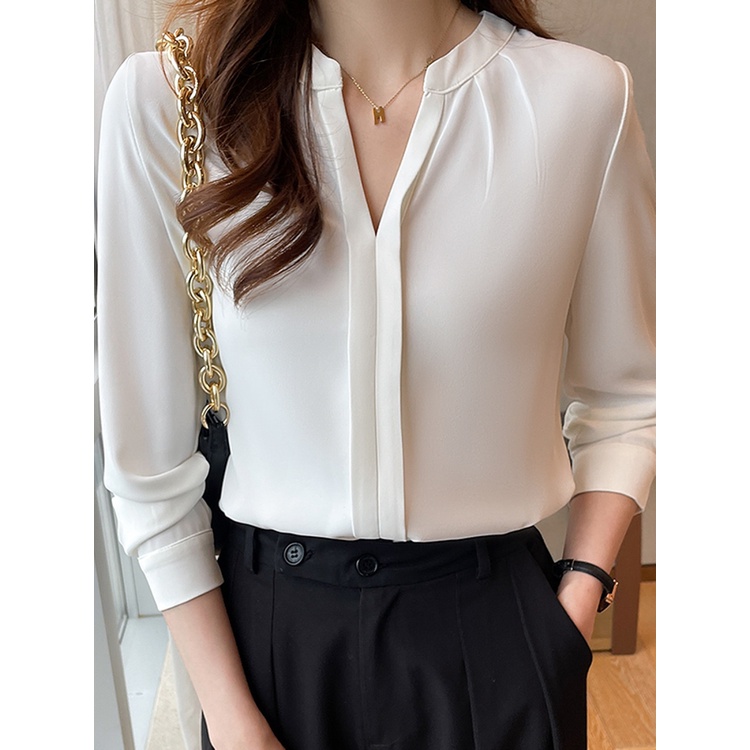 Áo sơ mi nữ cổ tàu vải mịn đẹp, Sơ mi nữ công sở S08