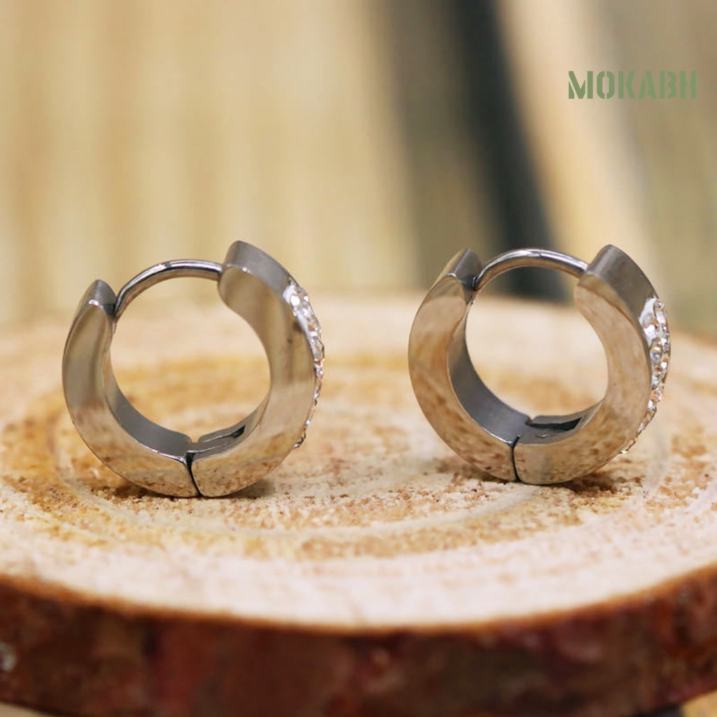 1 Đôi Bông Tai Tròn Nhỏ Bằng Thép Titan Phong Cách Punk Thời Trang Dự Tiệc