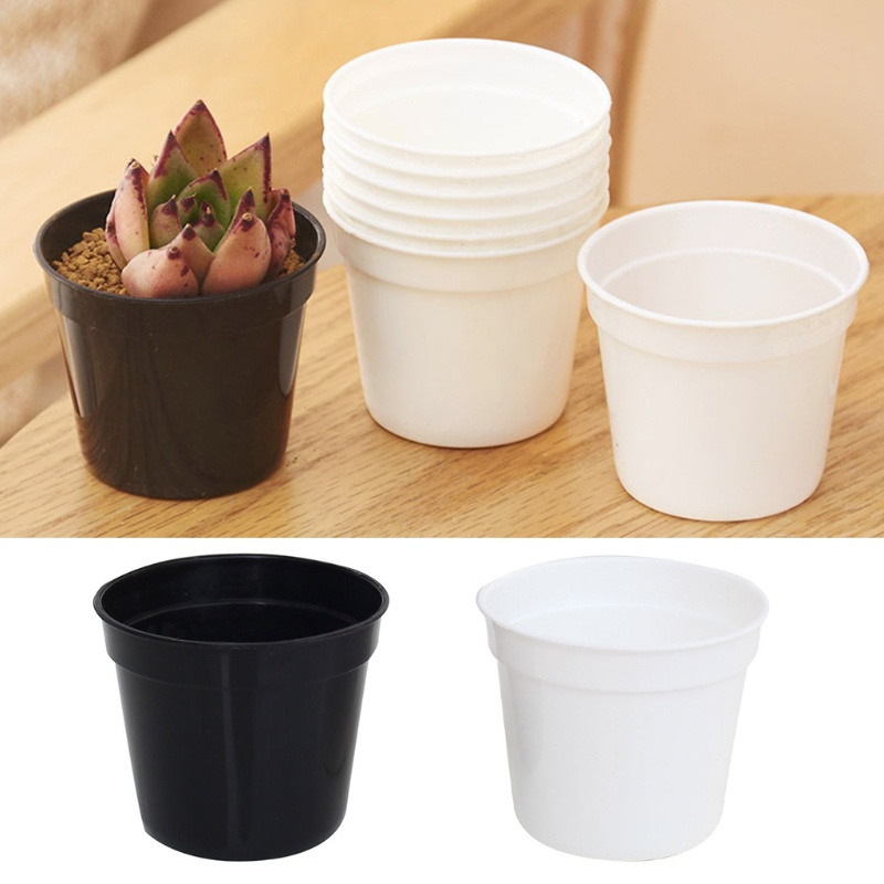 Bộ 10 Chậu Nhựa Tròn Trồng Cây 2 Màu Tùy Chọn Tiện Dụng Cho Gia Đình / Văn Phòng