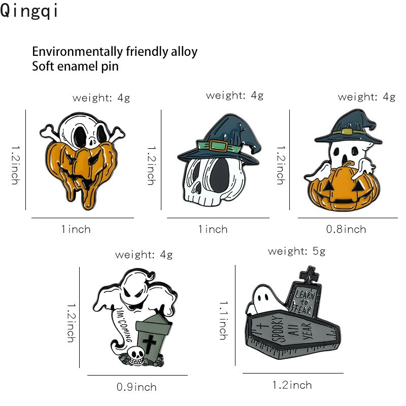 Ghim Cài Áo Hình Đầu Lâu Bí Ngô Ma Quỷ Phong Cách Gothic Cho Bạn Bè